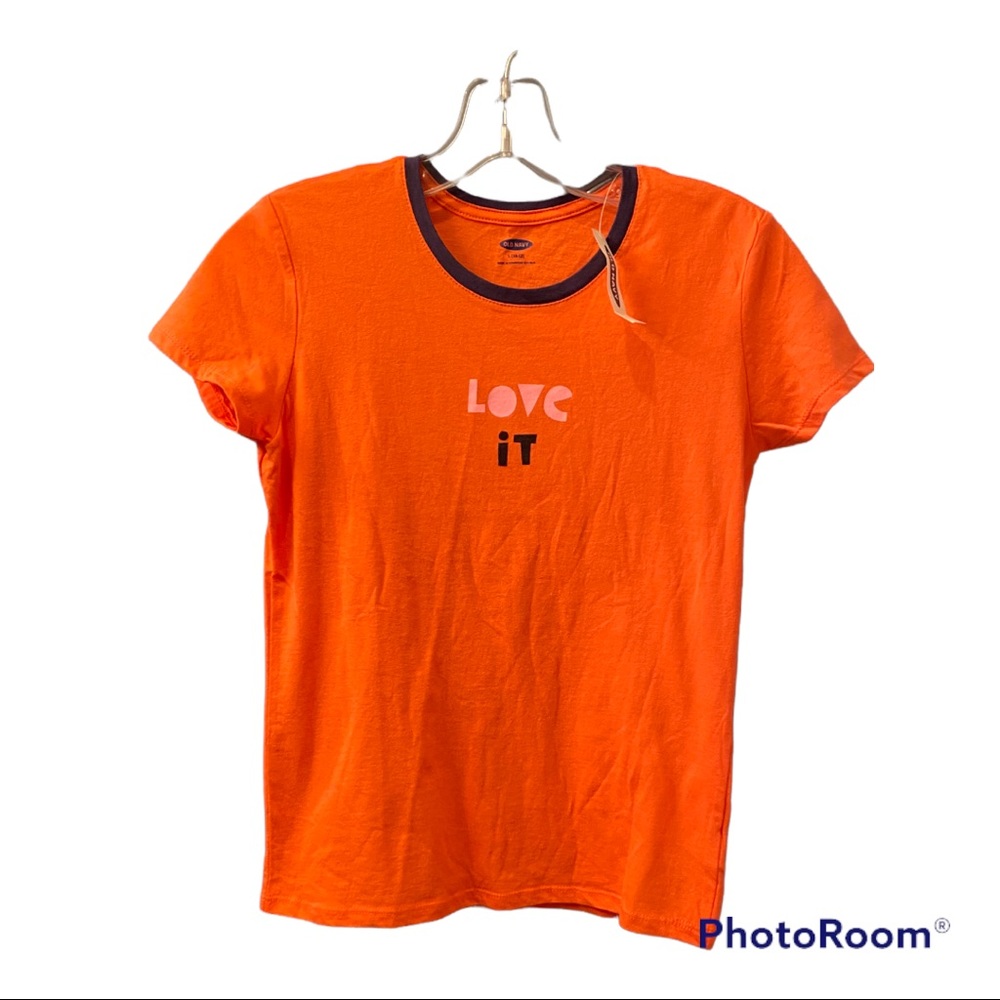 Old Navy T-shirt  “Love it” ❤️ orange shirt NEW Baseball Raglan Halloween